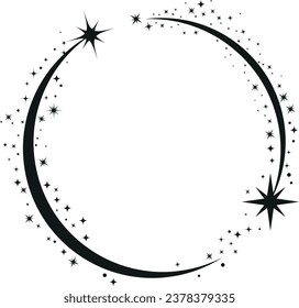 Celestial sparkle round circle frame.