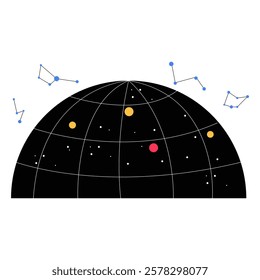 Celestial Sphere With Constellations And Star Map In Flat Vector Illustration Symbolizing Astronomy, Space Exploration, And Stargazing, Isolated On White Background