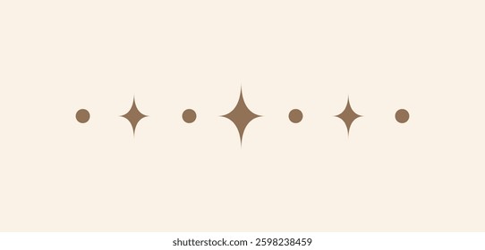 Celestial star sparkle pattern line text divider. Ornate boho mystic separator decorative element