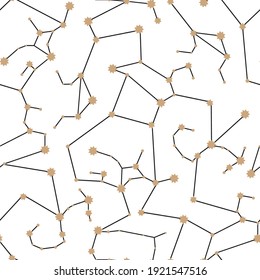 Celestial star vector seamless pattern. Starry night zodiac astronomy background. Constellation galaxy art.