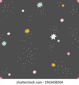 Celestial stars dots vector seamless pattern. Cute tiny decorative Scandinavian starry outer space background. Galaxy Milky Way night sky abstract print design.