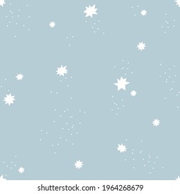 Celestial stars dots vector seamless pattern. Cute tiny decorative Scandinavian starry Xmas background. Galaxy Milky Way abstract neutral blue print design.