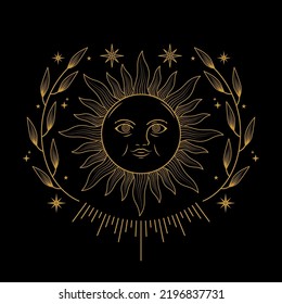 Celestial Sun Face Logo Design Stock Vector (Royalty Free) 2196837731 ...