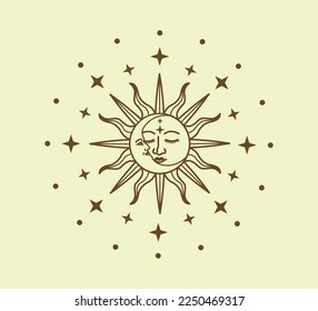 Celestial Sun and Moon Vector with Decorative Slogan, Vector Design for Fashion and Poster Prints, Sticker, Bag, Mug, Textile, Phone Case, Tattoo Design, Mystic