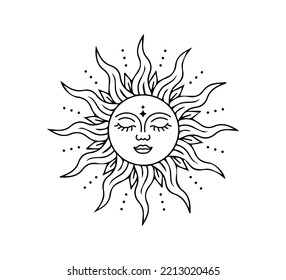 Celestial Sun Vector, Vector Design for Fashion and Poster Prints, Sticker, Bag, Mug, Textile, Phone Case, Tattoo Design, Mystic Illustrations, Sun Icon