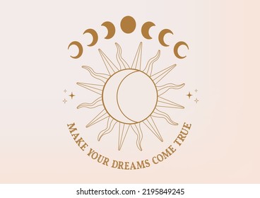 celestial sun vector design hand drawn