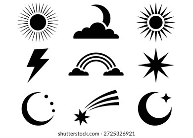 Estrella de luna de Colección de símbolos celestiales