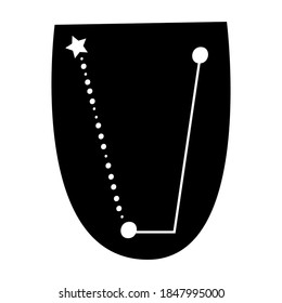 Celestial themed letter U. Constellation concept hand drawn letter. Vector illustration.