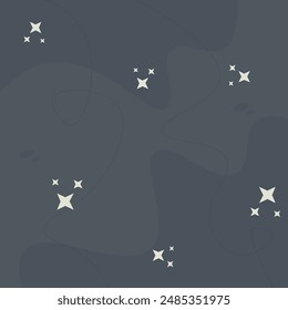 Celestial Trendy Background Wallpaper Gray Blue Stars Lines Abstract Vector Design