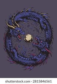 Celestial Twin Dragons Guard The Eternal Lunar Core