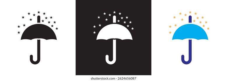 Celestial Umbrella icon. Vector for websites, mobile interfaces, presentations, banner, visual branding etc. Vector illustration. isolated on white and black background. EPS 10 
