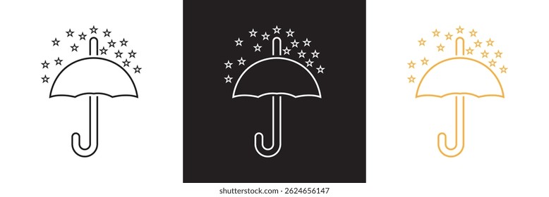 Celestial Umbrella icon. Vector for websites, mobile interfaces, presentations, banner, visual branding etc. Vector illustration. isolated on white and black background. EPS 10 