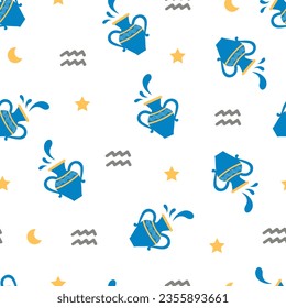 Celestial Waters Aquarius Zodiac Vector Pattern can be use for background and apparel design
