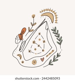 Celestial caprichosa mística línea divina yoga mujeres vector clipart conjunto de ilustración. Colección de asana de mujer mágica sagrada. Silueta de contorno minimalista y superficial. Groovy contorno de diseño de arteCelestial