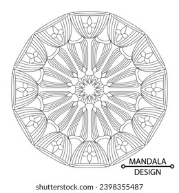 Celestial Whirl Mandala of Coloring Book Page for Adults and Children. Easy Mandala Coloring Book Pages for Adults to Relax, Experiences Give Relief. Resizeable Vector File