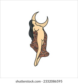 Celestial Woman logo design, feminine, boho woman