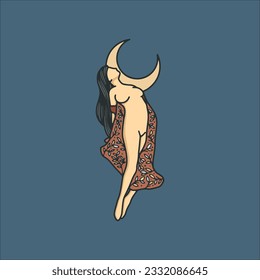 Celestial Woman logo design, feminine, boho woman