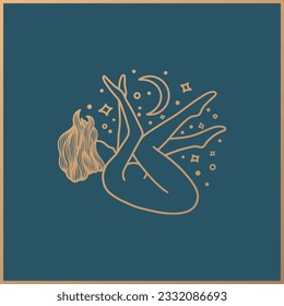 Celestial Woman logo design, feminine, boho woman