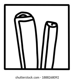 Logo del doodle de icono del vector dibujado a mano con Celety en estilo de caricatura comida de contraste blanco negro