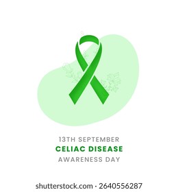 Celiac Disease awareness day background design with Green silk ribbon.
