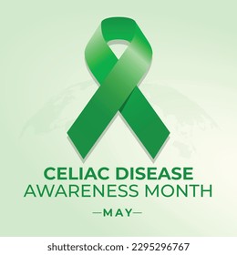 celiac disease awareness month celebration design template. green ribbon design for celiac disease awareness celebrartion. ribbon design template.