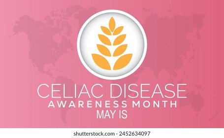 Celiac Disease Awareness Month observed every year in May. Template for background, banner, card, poster with text inscription.