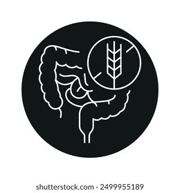 Celiac disease line black icon. Human disease sign for web page, mobile app, button, logo. Vector isolated button. Editable stroke.