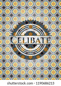 Celibate arabic badge background. Arabesque decoration.