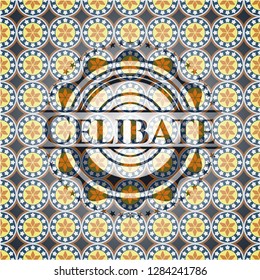 Celibate arabic style badge. Arabesque decoration.