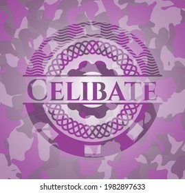 Celibato rosa sobre el patrón de camuflaje. Ilustración vectorial. Detallado. 