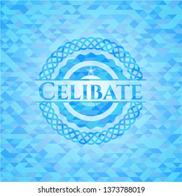 Celibate sky blue emblem. Mosaic background