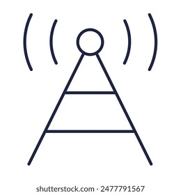 Icono de línea de antena celular. Comunicación digital, red inalámbrica, señal de radio. Tecnología, Cloud Computing, Software informático. Símbolo de Web y móvil. Trazo de Vector editable. Píxel perfecto.