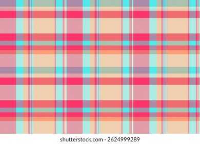 Cell background fabric textile, small tartan seamless pattern. Art texture vector check plaid in light yellow and red colors palette.