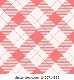 Cell background tartan plaid, rectangle textile texture pattern. Femininity vector check fabric seamless in sea shell and light coral colors.