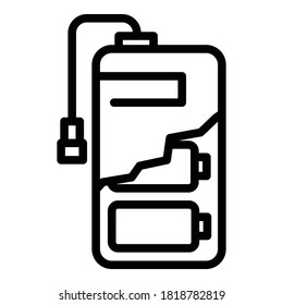 Symbol für die Stromabnahmeeinheit der Zelle. Rahmenzellbatterie-Leistungsbank, Vektorsymbol für Webdesign einzeln auf weißem Hintergrund