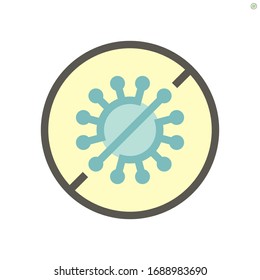 Cell biology of coronavirus infection or cellular biology and guard or prevention concept icon. Use for prevent the spread of COVID-19 graphic design element. 48x48 px line icon, Vector illustration.