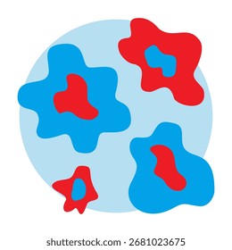 Zellcluster-Symbol Rot und Blau Mikroorganismus Illustration