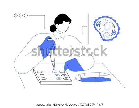 Cell culture test abstract concept vector illustration. Laboratory worker with pipette deals with cell culture test, medical examination, microbiology sector, human tissue abstract metaphor.