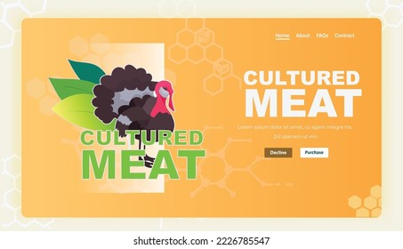 cell cultured turkey meat artificial lab grown meat production concept horizontal copy space