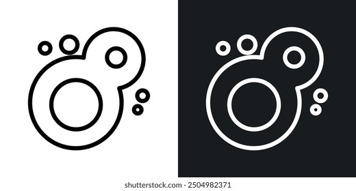 Cell division vector icon set black and white filled and outlined style.