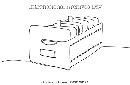 Cell with documents. Part of the archive. International Archives Day. One line drawing for different uses. Vector illustration.