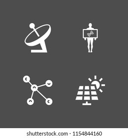 cell icon. 4 cell set with dna, antenna, atom and solar panel vector icons for web and mobile app