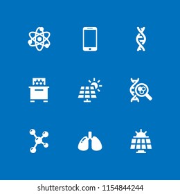 cell icon. 9 cell set with cellphone, dna, biology and solar panel vector icons for web and mobile app