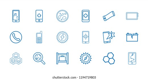 Cell icon. collection of 18 cell outline icons such as luggage storage, hand on smartphone, chemical structure, important message. editable cell icons for web and mobile.
