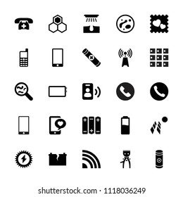 Cell icon. collection of 25 cell filled icons such as hair removal, photo with heart, phone with heart, battery, broken battery, call. editable cell icons for web and mobile.