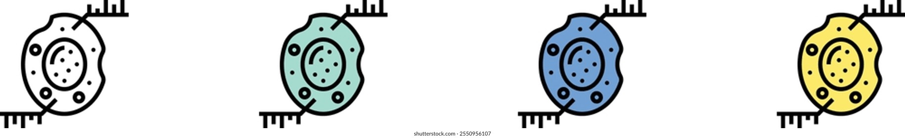cell icon. Outline, Green, Blue and Yellow Style Design Isolated On White Background