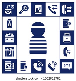  cell icon set. 17 filled cell icons.  Simple modern icons about  - Responsive, Battery, Prisioner, Smartphone, Protein, Call, Virus, Telephone, Phone, Sms