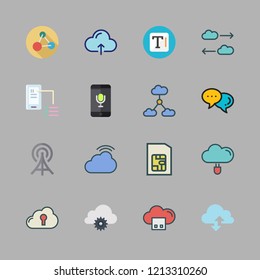 cell icon set. vector set about radio antenna, text, phone and molecules icons set.