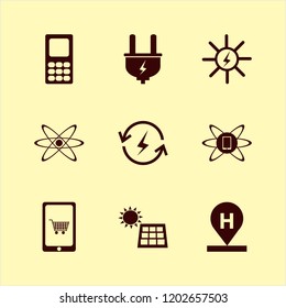 cell icon. cell vector icons set mobile shopping, mobile phone, solar panel and plug