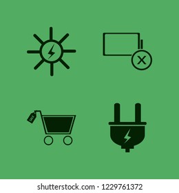 cell icon. cell vector icons set empty battery, sale shopping cart, plug and solar energy